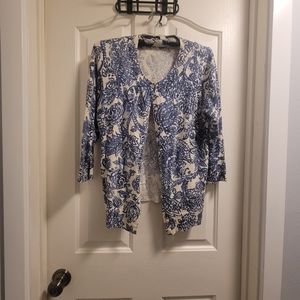 Merona Navy Floral Cardigan